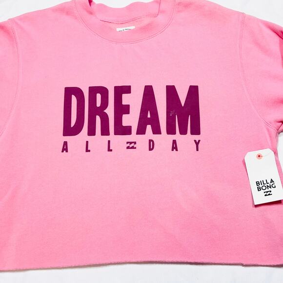 Billabong Chop Up Sweater Women Medium Pink Sweatshirt New - Picture 3 of 7